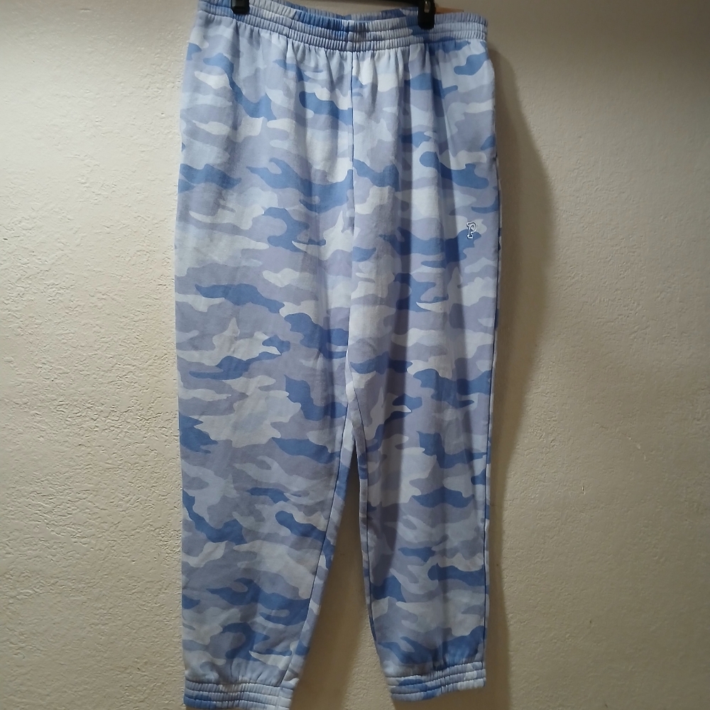 Pink victorias secret size Xl high waist campus jogger Blue Camouflage Pants